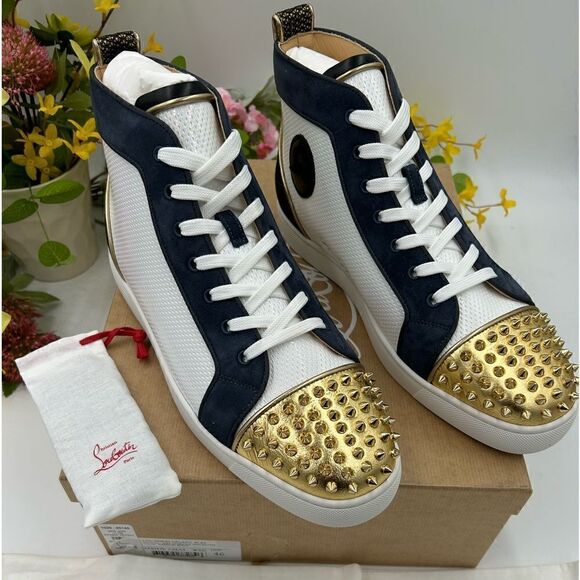 SOLD!!!   Men’s Christian Louboutin Lou spikes Orlato flat sneakers size 46 - Picture 1 of 11